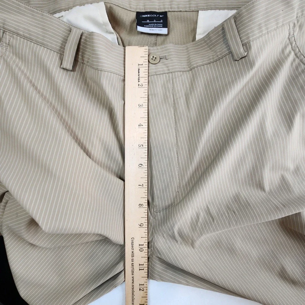 Nike‎ Fit Dri Chino Golf Shorts Mens Sz 36 Beige Stripe Stretch Casual Comfort